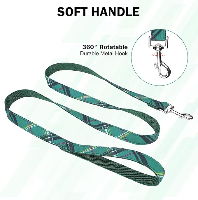 Dog Collar and Leash Set for Small Dogs, Adjustable Soft Puppy Collar with Quick Release Buckle, 5FT Heavy Duty Nylon Matching Leash for Boy Girl Chihuahua, Yorki, Bulldog, Green S