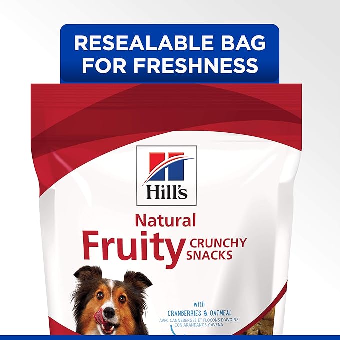 Hill's Natural Fruity Snacks, Crunchy Dog Treats, Cranberries & Oatmeal, 8 oz. Bag
