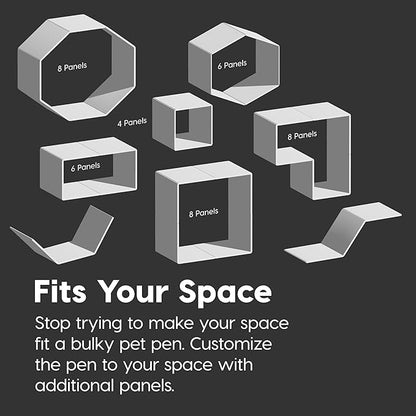 IRIS USA Dog Playpen, 4-Panel 24" Pet Playpen, Puppy Playpen, Indoor/Outdoor Dog Pen, 35 x 35 x 24, Foldable, Customizable, Dark Gray
