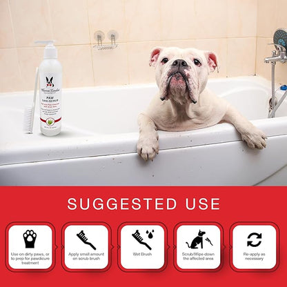 Warren London Paw Scrub – Deep Cleaning Paw & Nail Cleanser with Aloe Vera – Removes Dirt & Grime – Includes Scrub Brush – Made in USA - 8 oz