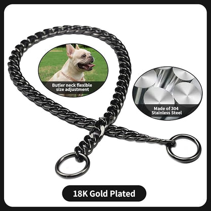 Stainless Steel P Chock Metal Chain -JYHY Dog Necklace Collars Walking Training Pet Supplies for Small Medium Large Dogs (Black, 28" (Fits Neck 24" to 26"))