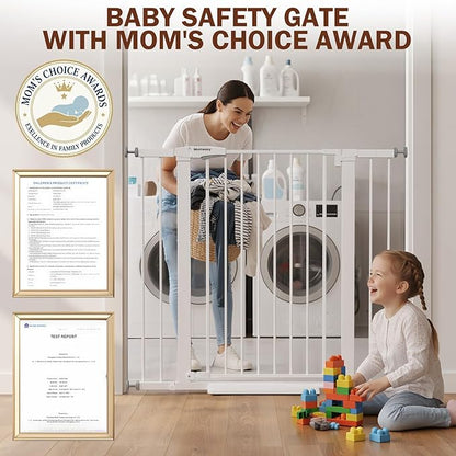 Mumeasy 36" Extra Tall Baby Gate for Stairs and Doorways, 26-40" Auto Close Dog Gate Indoor, Easy Install Pressure Mounted Pet Gate, Safety Baby Gates with Door for Child and Pets