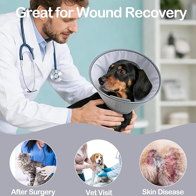Dog Cone Collar Adjustable After Surgery, Comfortable Dogs Recovery Collar, Adjustable E Collar Alternative to Stop Licking, Protective Dog Neck Collar Plastic Practical