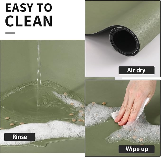 HotLive Dog Food Mat - Absorbent Cat Mat for Food and Water, No Stains Pet Feeding Bowl Mat, Easy to Clean Pet Placemats, Quick Dry Dog Water Dispenser Mat for Messy Drinkers | Paw Green 18"x34"