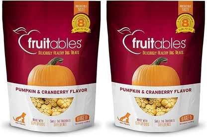 Fruitables Baked Dog Treats Pumpkin & Cranberry Wheat, Corn & Soy Free Healthy, Low Calorie 7 Ounces (Pack of 2)