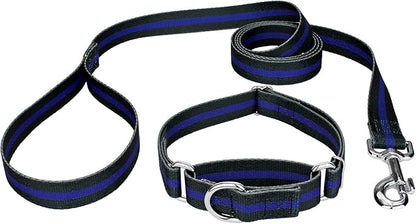 Country Brook Petz - Thin Blue Line Martingale Dog Collar and Leash - Camouflage Collection Featuring Rugged Designs (1/2 Inch, Extra Small)