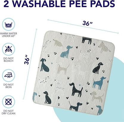 PUPIBOO Washable Pee Pads for Dogs and Cats - Super Absorbent Reusable Puppy Training Pads - 100% Waterproof, Leak-Proof & Non-Slip Whelping Pads for Pet Housebreaking