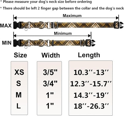 Fall Reflective Martingale Collar for Dogs with Quick Release Buckle Autumn Dog Collars (Brown Plaid, Medium)