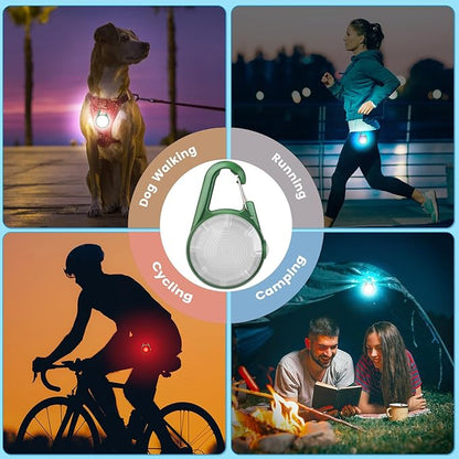 2Pack Dog Lights for Night Walking Dog Collar Light Clip on Rechargeable Glow in The Dark Light with 4Modes & RGB Color for Camping