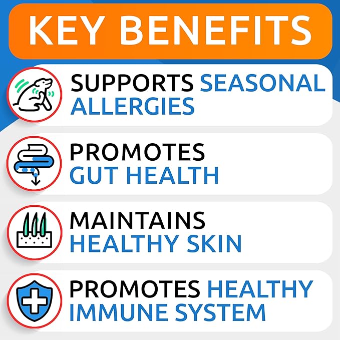 BARK&SPARK Dog Allergy Relief Soft Chews for Skin Health & Seasonal Allergies - Anti-Itch Supplement w/Omega-3, Quercetin & Bromelain Immune Treats for Dry Skin & Hot Spots - Grilled Chicken - 180ct