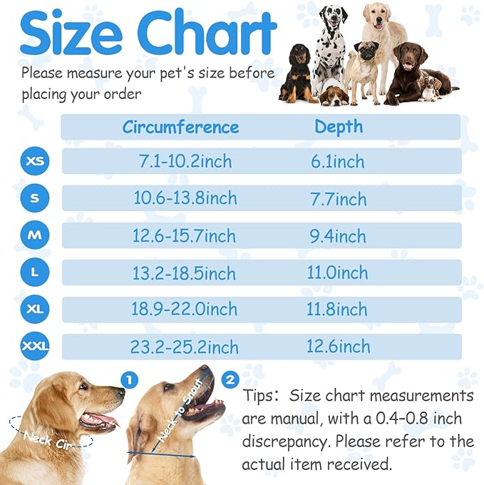 Upgrade Soft Dog Cone Collar, Dog Cone Alternative to Stop Licking After Surgery, Adjustable Comfy Cones for Small/Medium/Large Dogs, Light-Weight Mesh Fabric Elizabethan Collars (XS)