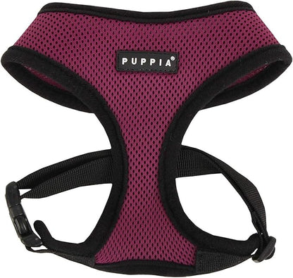 Puppia Soft Dog Harness No Choke Over-The-Head Triple Layered Breathable Mesh Adjustable Chest Belt and Quick-Release Buckle, Purple, Medium