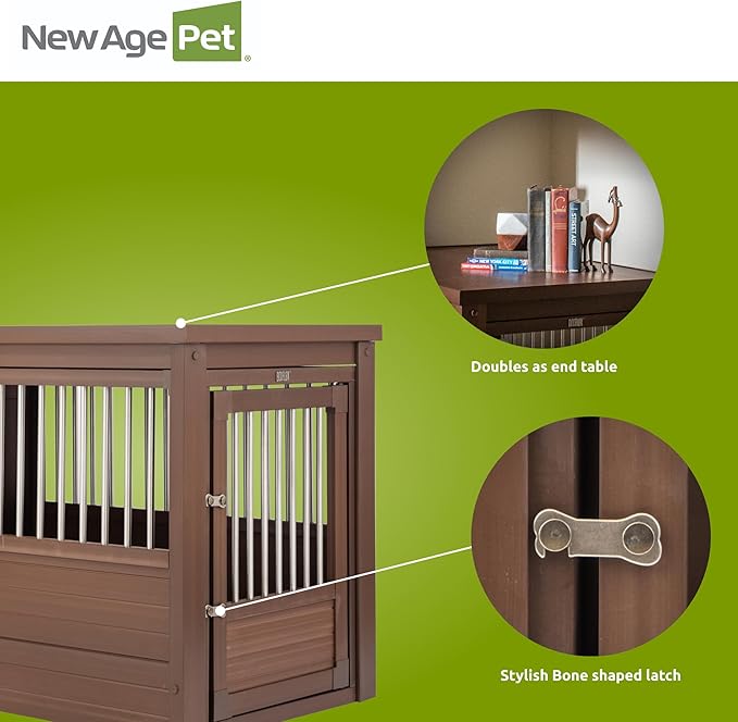 New Age Pet ECOFLEX InnPlace Dog Crate & End Table, Indoor Furniture Style Pet Kennel for Small, Medium, Large & XL Dogs, Durable Composite, Russet Brown, Large