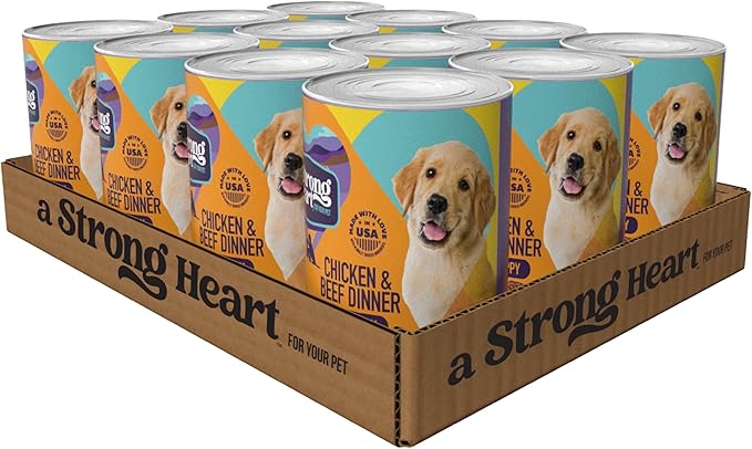 A Strong Heart Wet Dog Food, Puppy Chicken & Beef Dinner, Made with Real Chicken & Beef, Made in The USA, 13.2 oz Can (Pack of 12)