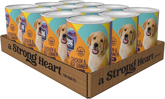 A Strong Heart Wet Dog Food, Puppy Chicken & Beef Dinner, Made with Real Chicken & Beef, Made in The USA, 13.2 oz Can (Pack of 12)