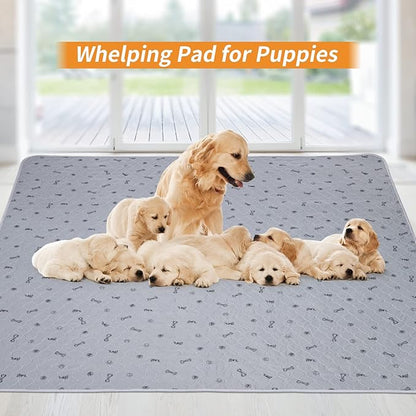 Pee Pads for Dogs Washable,34x52 Reusable Puppy Pads, Absorbent Whelping Pads with Bone Print, Non-Slip Waterproof Pet Training Pads for Couch, Crate, Potty Training
