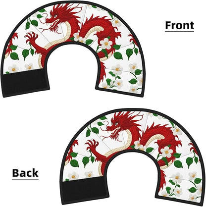 Protective Adjustable Dog Cones Floral Chinese Japanese Dragon Flower, Soft Dogs Recovery Collars for Large Medium Small Dogs Cats, Prevent Licking After Surgery