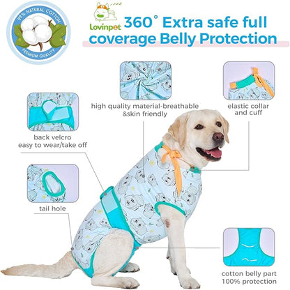 LovinPet Large Dog Recovery Suit: Spay Suit for Female & Male Dogs, Anti-Licking Protection, Full Body Coverage, Anti-Shedding