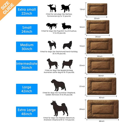 Dog Beds Crate Pad for Dogs Ultra Soft Dog Crate Bed Washable & Anti-Slip Kennel Pad for Dogs Cozy Sleeping Mat (48inch, Brown)
