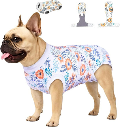 PetWarm Dog Spay Recovery Suit, Onesies for Dogs, Surgery Suit for Dogs Female After Spayed, Dog Cone Alternative After Surgery, Flower Pattern, Orange, XS