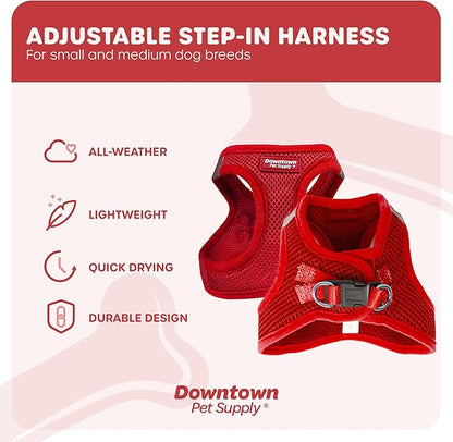 Downtown Pet Supply Step-in Dog Harness – No Pull, Adjustable Padded Mesh with Reflective Trim, Secure Buckle Strap – Comfortable & Breathable Small Dog Harness, X-Small, Red
