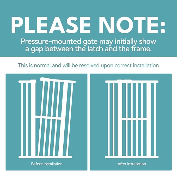 No Pawblems 55.1" Extra Tall Pet Gate for Cat/Dog, 29.9-44.4" Wide Auto Close Tall Cat Gate, NO Drilling Pressure Mounted for Doorways/Hallways, 1.37" Narrow Bar Spacing, Black