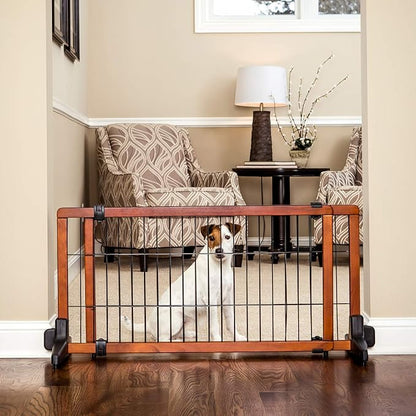 Carlson 41"-70" Super Wide Dog Gate, Premium Wooden Adjustable Freestanding Pet Gate for Doorways & Hallways