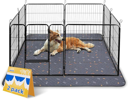 Sunheir Washable Pee Pads for Dogs Extra Large 48" x 60" 2-Pack, Reusable Puppy Pads Pet Training Pads for Dog Playpen Indoor, Waterproof Dog Pee Pads for Puppy Playpen, Whelping Pad - Deep Grey