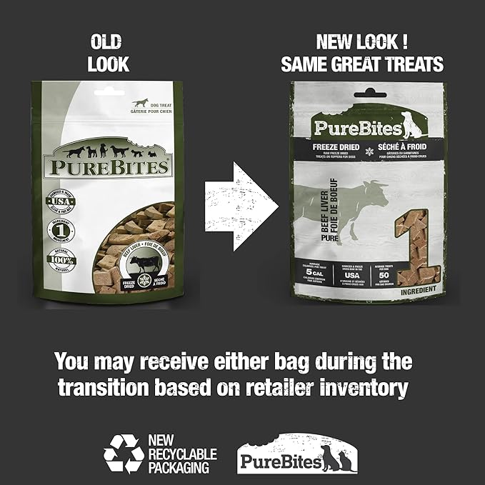 PureBites Beef Freeze Dried Dog Treats, 1 Ingredient, Made in USA, 26oz (Packaging May Vary)