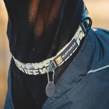 Ruffwear, Front Range Dog Collar, Adjustable Tubelok Webbing, Lightweight, Side Release Buckle, Aluminum V-Ring, Durable for Everyday Use, Mountains Logo, 20"-26"