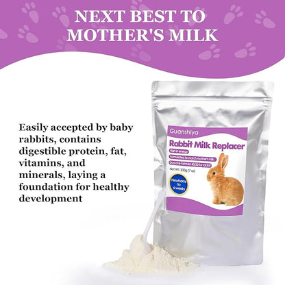 Rabbit Milk Replacer, Bunny Milk Replacement - High-Protein Formula for Newborn Bunnies & Orphaned Baby Rabbits, Supports Gut Health and Digestion (200 Grams)