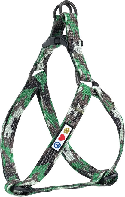 Pawtitas Reflective Step-in Dog Harness – Adjustable No-Pull Vest for Puppies to Seniors, Safe & Comfortable, L Camo Green