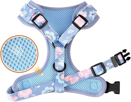 Beirui Cute Girl Dog Collars, Harnesses & Leashes Set - Adjustable Dog Collar and Leash Set with Flower - Soft Mesh Dog Vest Harness for Puppies Small Medium Dogs (Purple,S)