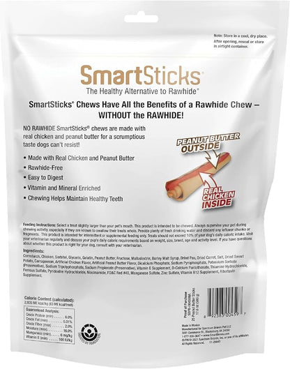 SmartBones SmartSticks with Real Peanut Butter, Rawhide-Free Chews, 25 Count