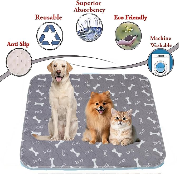 Puppy Pads with pheromones, 2026 Upgraded Washable Puppy Pads for Dogs & Cats, Pee Pad - Leak & Odor Waterproof, Non-Slip Base, Easy to Clean & Reusable (Grey, XS: 11.8" × 11.8")