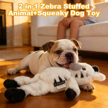 Black and White Zebra Plush Squeaky Dog Toy with Bungee Leg Puppy Teething Chew Toy Cute Soft Indoor Outdoor Interactive Stuffed Animal Dog Toy for Small Medium Large Dogs Toy Gift 35cm/13.78in