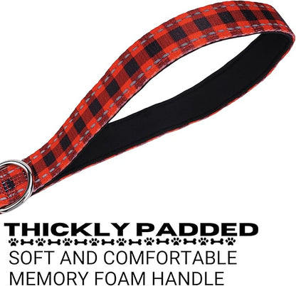 EcoBark Dog Leash - Soft & Reflective Comfort Leash with Padded Handle - Soft, Strong, & Durable for Small, Medium or Large Dogs (Red Buffalo Plaid)