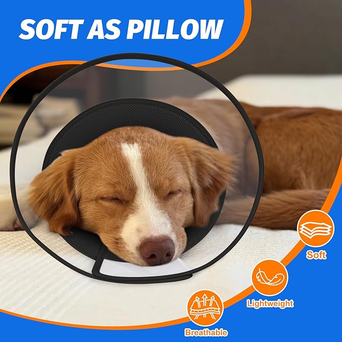 Dog Cone Collar with Soft Liner to Stop Licking, Elizabeth Recovery Collar After Surgery for Large Medium Dogs, Comfortable Pet Head Cone Alternative for Neutering Spay Injury (L)
