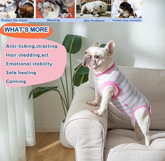 Recovery Suit for Dogs,Dog Cone Alternative Zipper Surgery Suit Female Spay,Soft Dog Surgery Suit for Anti Licking,Breathable Surgical Suit for Dogs Female Spay
