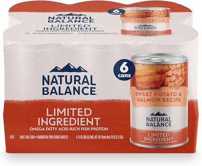 Natural Balance Limited Ingredient Adult Grain-Free Wet Canned Dog Food, Sweet Potato & Salmon Recipe, 13 Ounce (Case of 6)