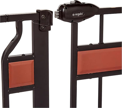 Regalo Safety 37" Extra Tall Baby Gate for Doorways & Bottom of Stairs, Wood Accent Pressure Mounted Gate with Door for Babies, Toddlers & Pets, Tested & Safe for 30 Years, American Designed and Owned