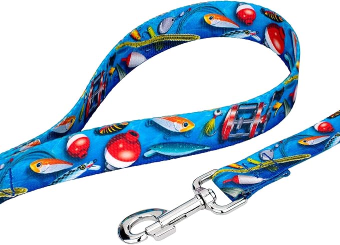 Country Brook Petz - Gone Fishin' Everyday Dog Collar and Leash - Sports and Athletics Collection Featuring Spirited Designs (1 Inch, Extra Large)