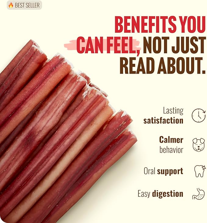 Natural Farm Odor-Free Select Bully Sticks, (6-Inch, 1-Pound), Hand Selected for Consistent Thickness, 100% Beef Pizzle Dog Chews, Fully Digestible, High Protein, Best Dental Treats
