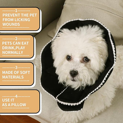 Adjustable Dog Cat Cone,Soft Recovery Cat Cone Collar,Dog Protective Collar for Cats Surgery,Black,Small