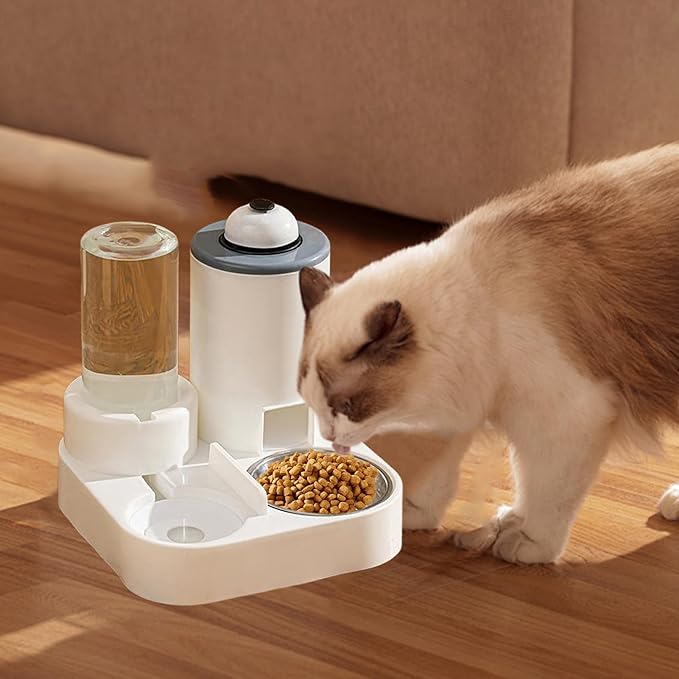 Feeding Bowl Set - Dog Water Dispenser, Detachable Food Bowl with Bell with Sturdy Construction, Animal Accessory Featuring Convenient Design, Wet and Dry Feeding Solution for Small Medium Pets