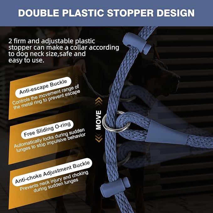 Lynxking Dog Leash Slip Lead Reflective Breathable Rope Comfortable Strong No Pull Slip On Pet Training Lead for Dogs (Pack of 2)