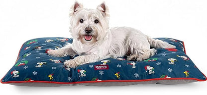 Berkshire Peanuts® Square Dog Bed, Suedemink Fleece Pet Mat with Waterproof & Non-Slip Bottom, Soft Plush Dog Mat for Crate, Couch, or Floor, Machine Washable(Snoopy Best Christmas Icons, Medium)