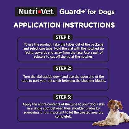 Nutri-Vet Guard+ for Dogs - Flea & Tick Prevention Treatment for Dogs 23-44 lbs. - Waterproof Topical- 90 Days of Protection - 3 Monthly Doses