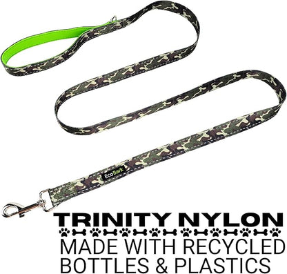 EcoBark Dog Leash - Soft & Reflective Comfort Leashes with Padded Handle - Strong Durable Heavy Duty - Training and Pulling for Small, Medium or Large Dogs (Camo)