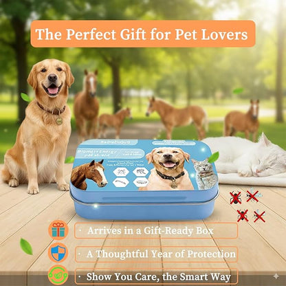 Natural Flea & Tick Repellent Collar Pendant for Dogs & Cats –12-Month Water-Resistant Biomass Energy Pet Shield – Safe for Pets When Used as Directed – Gift Ready (One Size- 2packs)